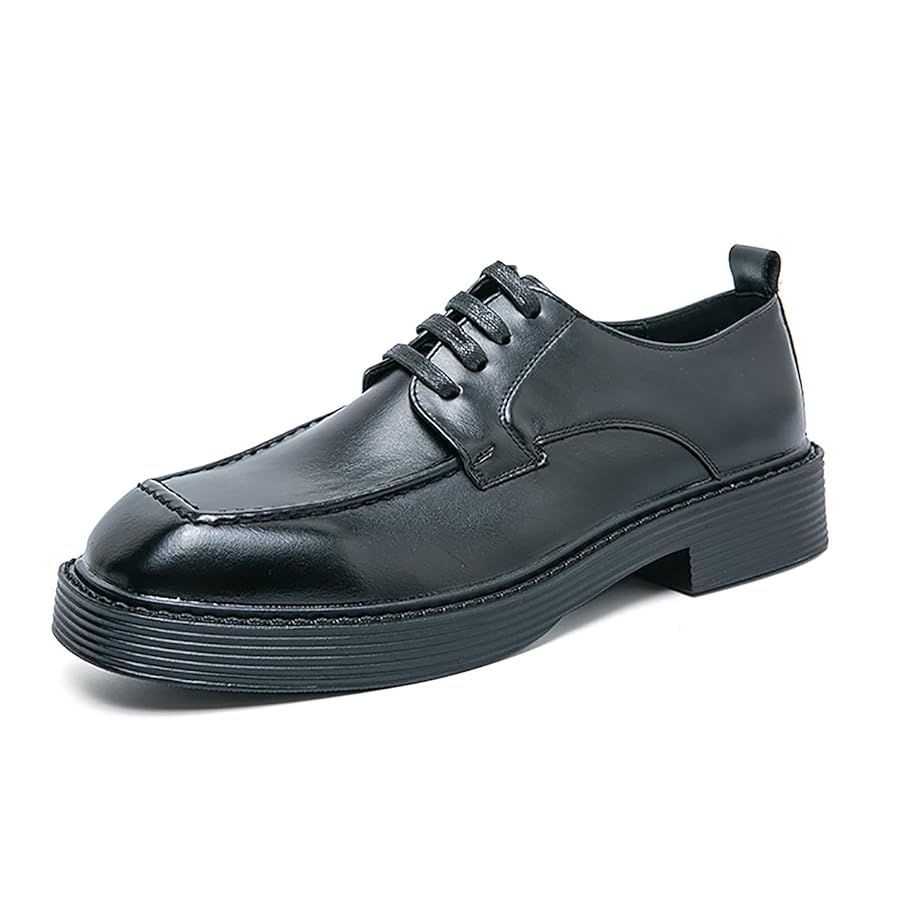 Amazon.com | Men's Square Toe Thick Sole Lace Up Derby Shoes